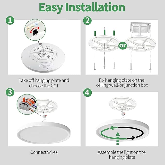6PK 15.8 Inch LED Flush Mount Ceiling Light, 3000K/4000K/6000K CCT Selectable - Image 6