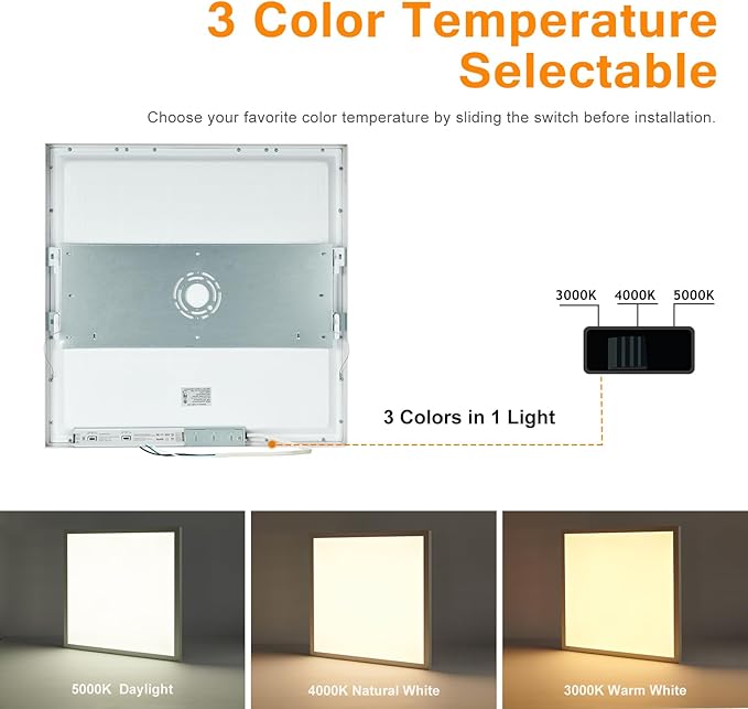 Mcacggo 2x2 LED Flat Panel Light Surface Mount, 40W-30W-20W & 3000K-4000K-5000K - Image 2