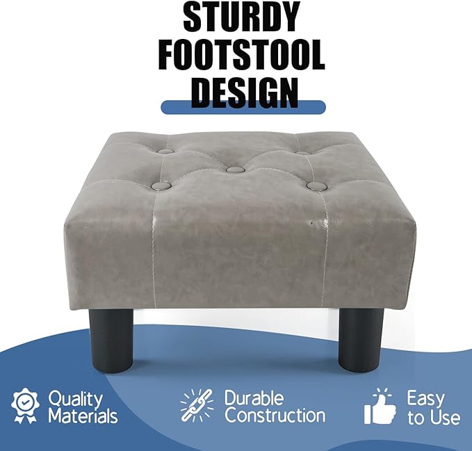 BRIAN & DANY Small Foot Stool, Leather Foot Stools - Image 4