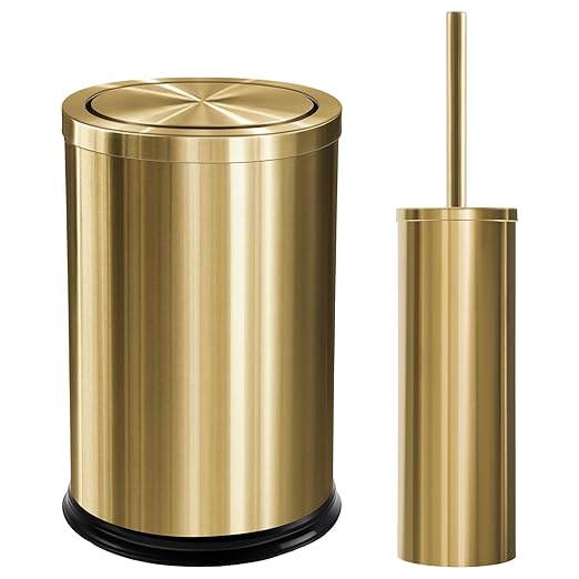 Maxdot 2 Pcs Gold Bathroom Trash Can by Maxdot