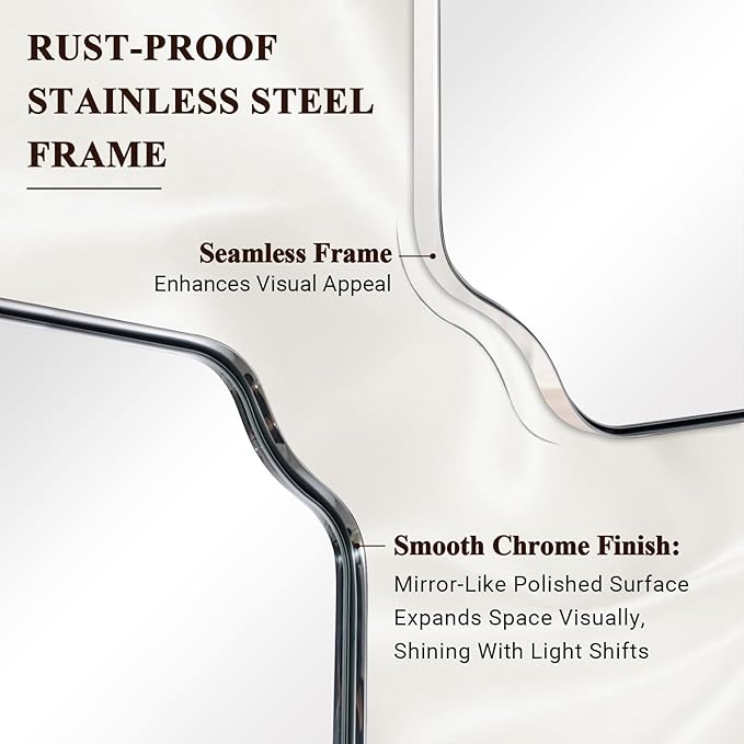 ANDY STAR Chrome Bathroom Mirror, 22x30 Inch Polished Chrome Rectangle Mirror - Image 4