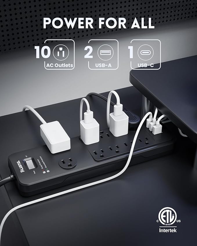 Surge Protector Power Strip 25FT, PLUGTUL Surge Protector - Image 2
