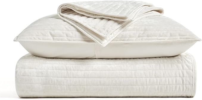 EVERGRACE Velvet Quilt Set King Size, Luxurious Soft Striped Channel Bedding Set - Image 9