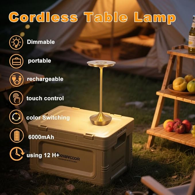EJQ Rechargeable Cordless Table Lamp, 6000mAh Battery Operated LED Table Lights - Image 3