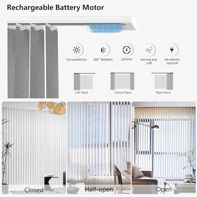 Blindify Motorized Vertical Blinds, 3-Layer Dark Grey - Image 6