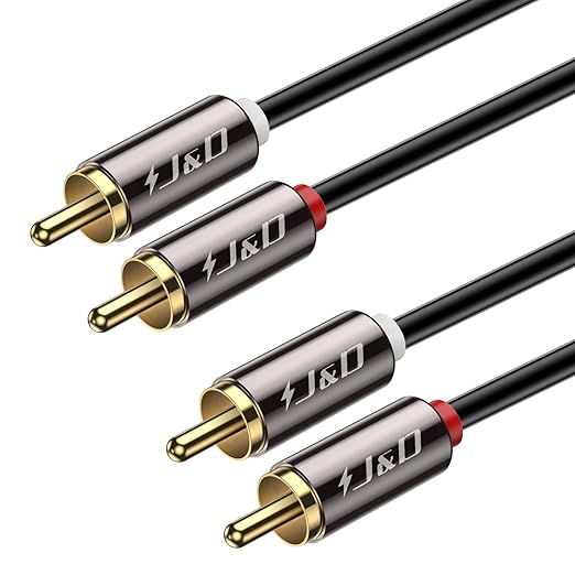 J&D 2 RCA M/M Stereo Audio Cable, RCA Audio Cables, 6 Feet by JDTech