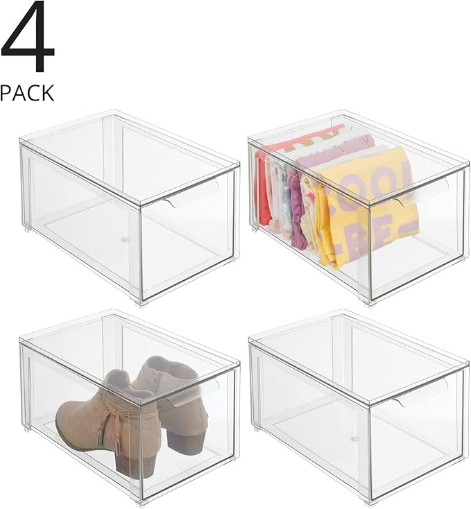 mDesign Plastic Stackable Closet Storage Organizer Bins - Image 2