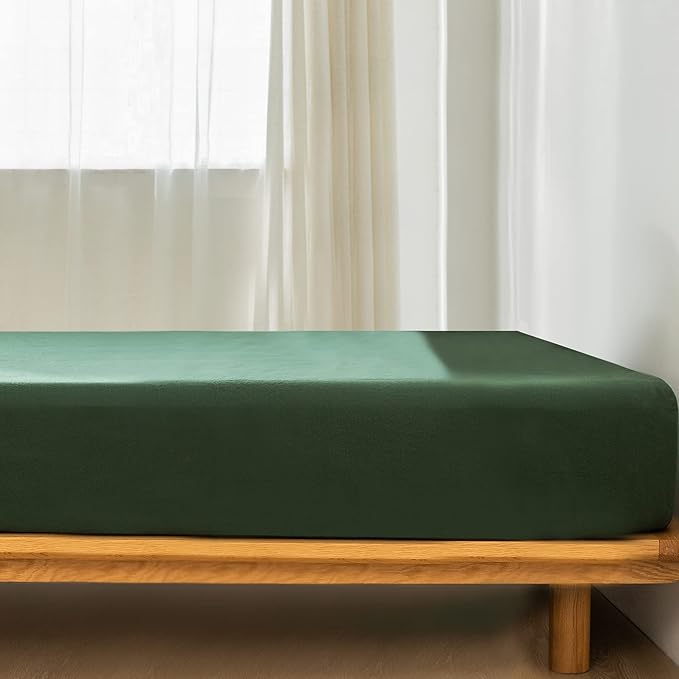 MooMee Fitted Bottom Sheet Only 100% Washed Cotton Linen Like Textured - Image 2