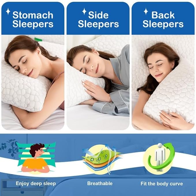 Cooling Pillows Queen Size Set of 2 Shredded Memory Foam Pillows - Image 7