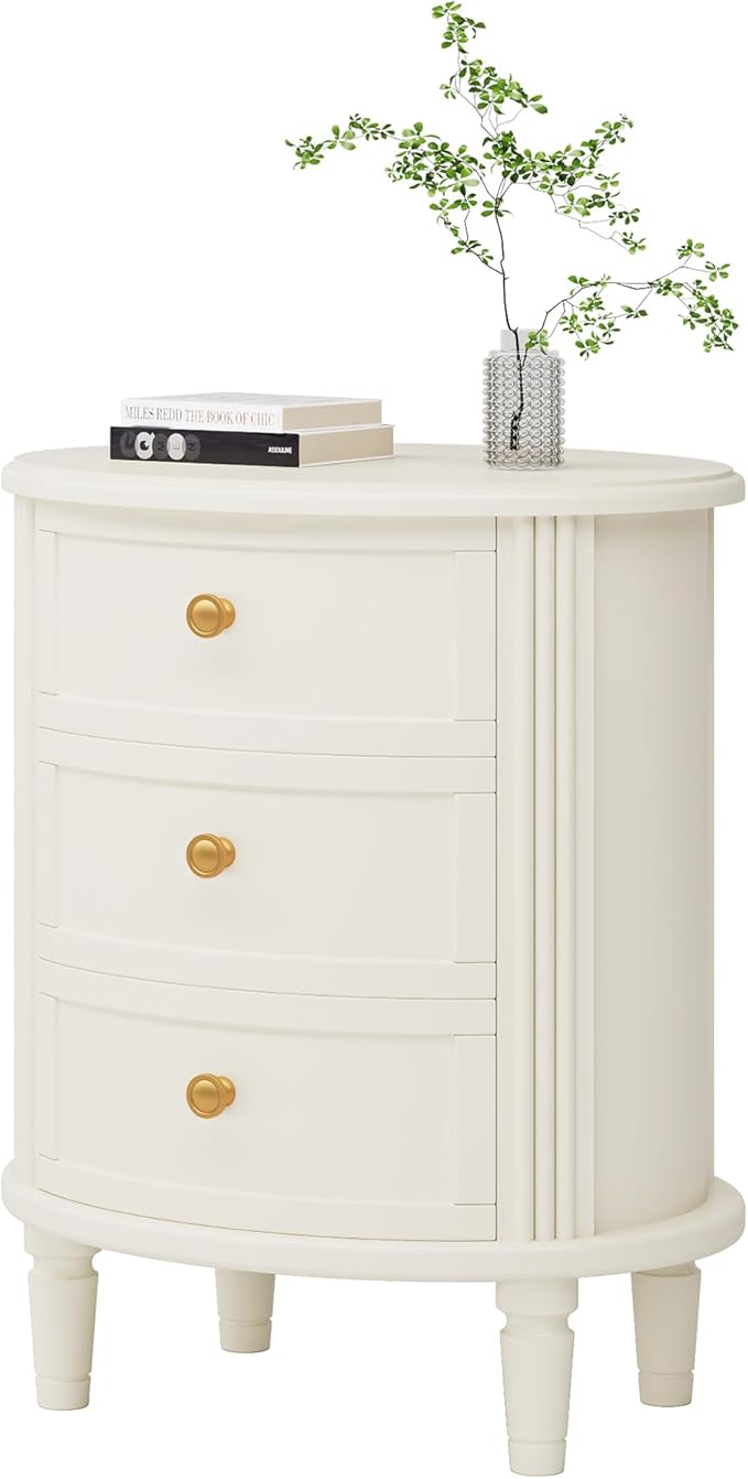 Tribesigns Nightstand with 3 Drawers, Oval Bed Side Table - Image 9