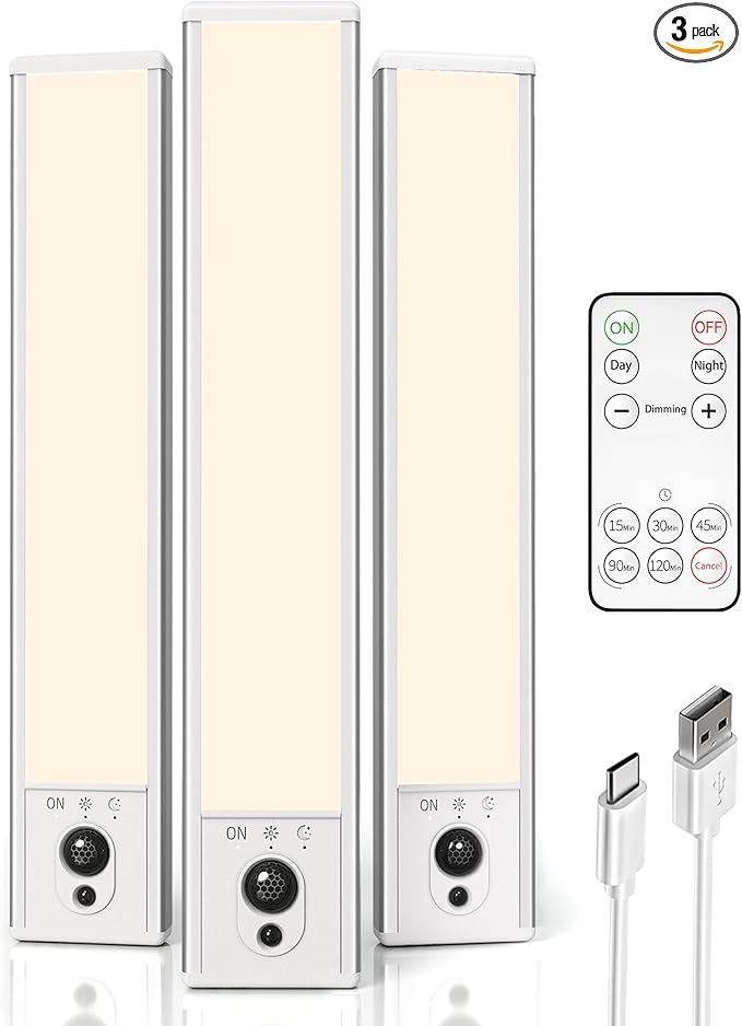 EZVALO 3 Pack Under Cabinet Lighting, Rechargeable Motion Sensor Light by EZVALO
