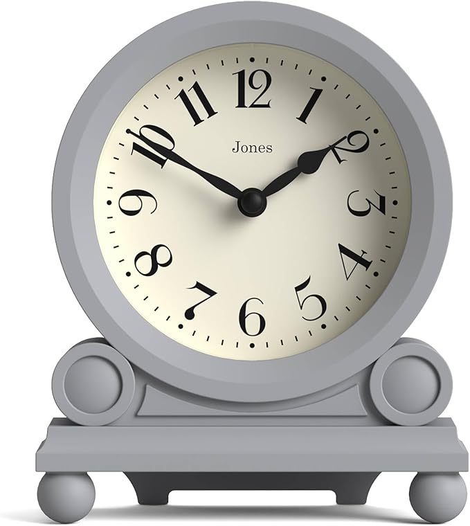 JONES CLOCKS® Maida Vale Mantel Clock | Small Traditional Desk Clock | Gray | by JONESCLOCKS