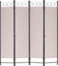 4 Panel Room Divider 6FT Steel Frame Screen Folding Privacy Divider by FDW