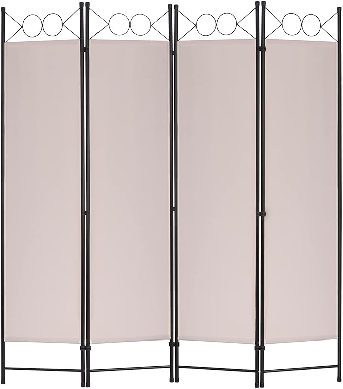 4 Panel Room Divider 6FT Steel Frame Screen Folding Privacy Divider by FDW