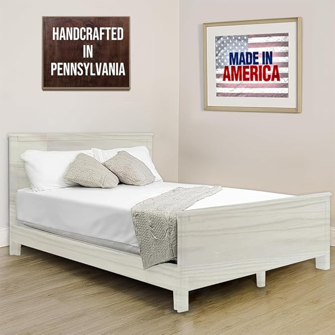 Solid Hardwood Deluxe Platform Bed Frame, Footboard & Slats, Quality Crafted in by LancasterCountyCrafted
