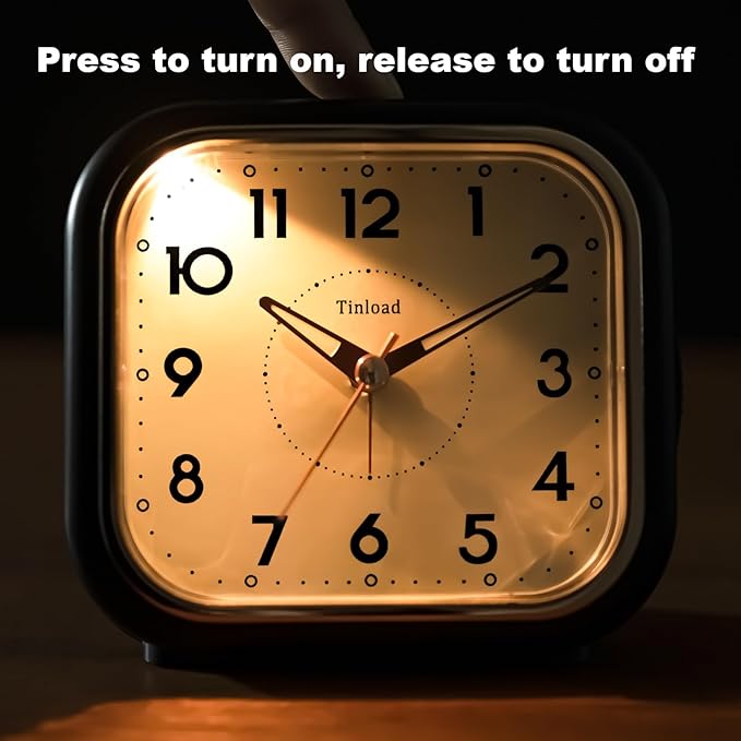 4.5" Vintage Retro Analog Alarm Clock, Super Silent Non Ticking Clock - Image 6