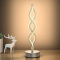 NUÜR Infinity Spiral LED Table Lamp Silver, Dimmable Metallic Bedside Lamp by NU%C3%9CRLightning