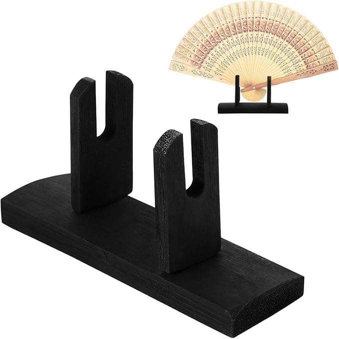 BESPORTBLE Wooden Hand Fan Stand Japanese Style Folding Fan Holder Portable - Image 6