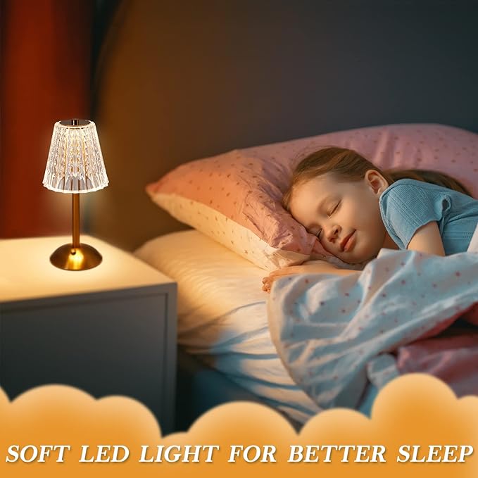 Liliful 2 Pcs Cordless Table Lamp Rechargeable Touch LED Small Gold Portable - Image 7