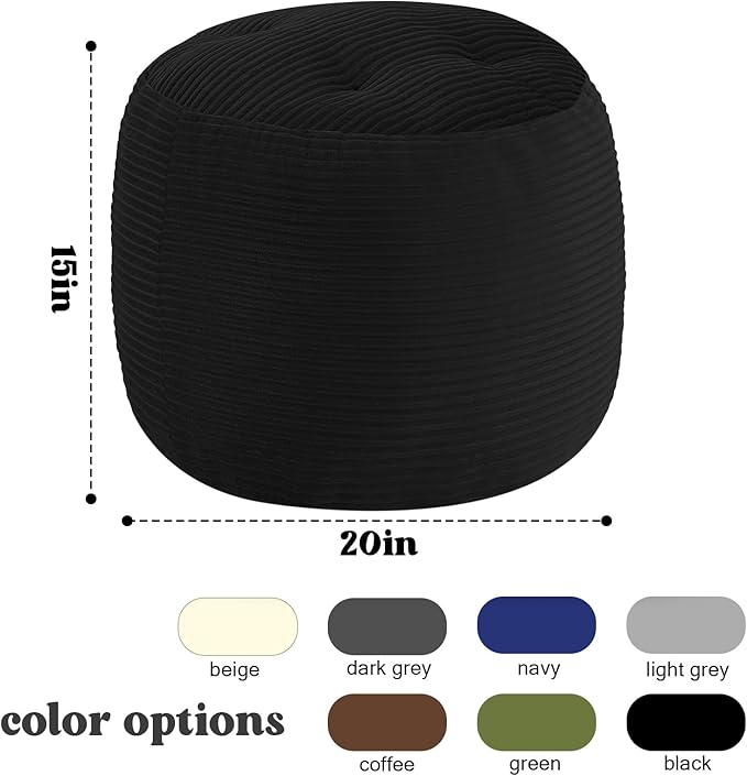MeMoreCool Stuffed Round Pouf Ottoman Foot Rest, Floor Pouf Foot Stool - Image 2