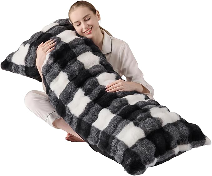 Luxury Shaggy Faux Fur Body Pillow, Fluffy Bed Pillow by Unknown