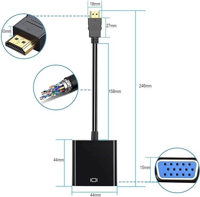 HDMI to VGA Adapter 10 Pack, Compatible - Image 3