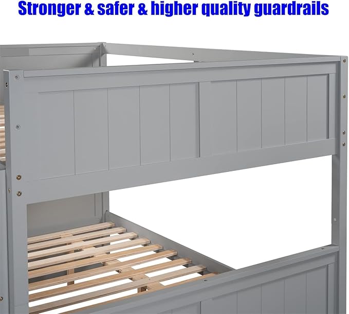 TSAMPA Latest Upgraded & Stronger Heavy Duty Solid Wood Full Over Full Bunk Bed - Image 6