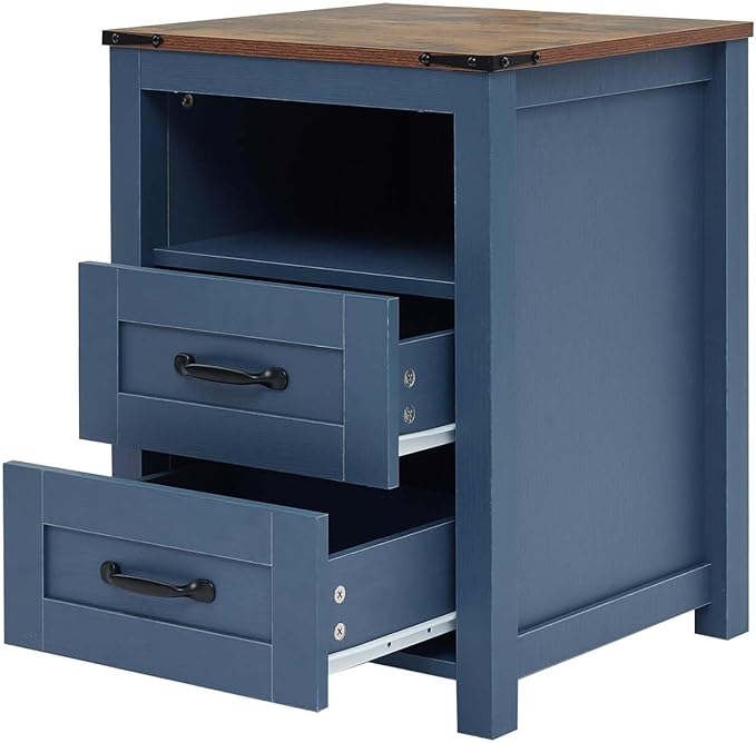 Blue Rustic Night Stand, Farmhouse End Table, Modern Bedside Table - Image 8