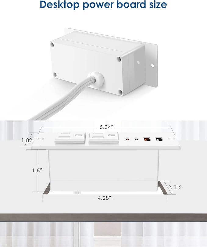 Recessed Power Strip Socket, Furniture Flush Mount Charging Station, Desk Power - Image 7