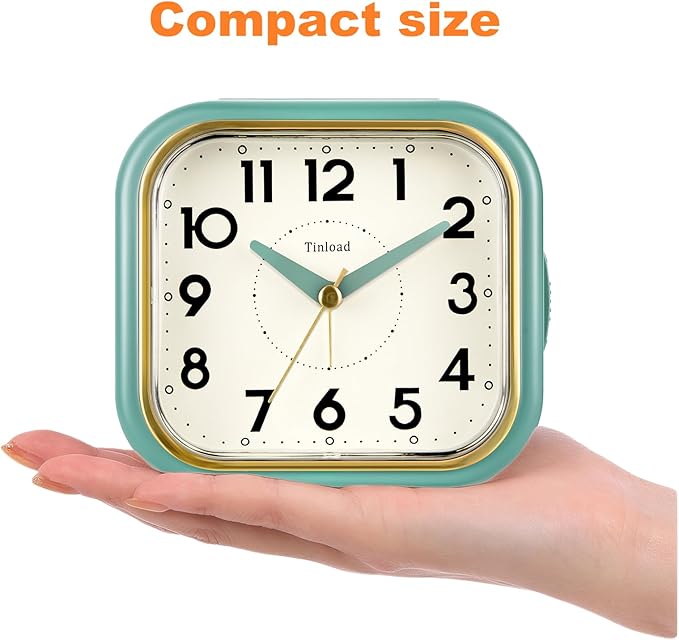 4.3" Retro Analog Alarm Clock • Silent Non Ticking • Gentle Wake • Beep Sounds - Image 3