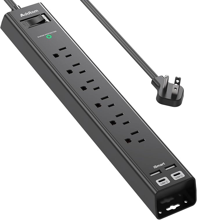 Flat Plug Extension Cord, Addtam 5Ft Surge Protector Power Strip by Addtam