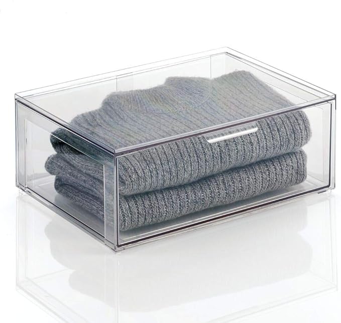 mDesign Plastic Stackable Closet Storage Organizer Bin Containers - Image 6