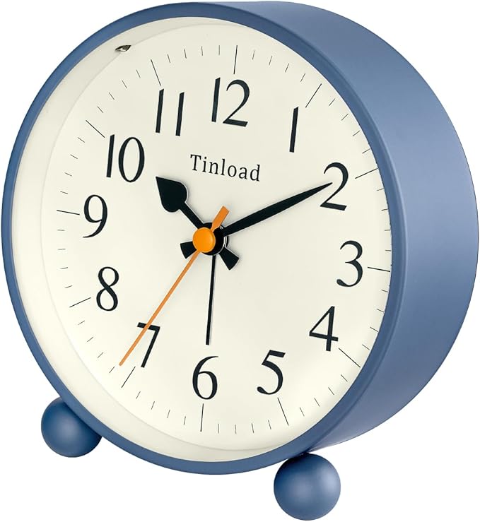 4.5" Vintage Retro Analog Alarm Clock, Super Silent Non Ticking Small Clock - Image 4