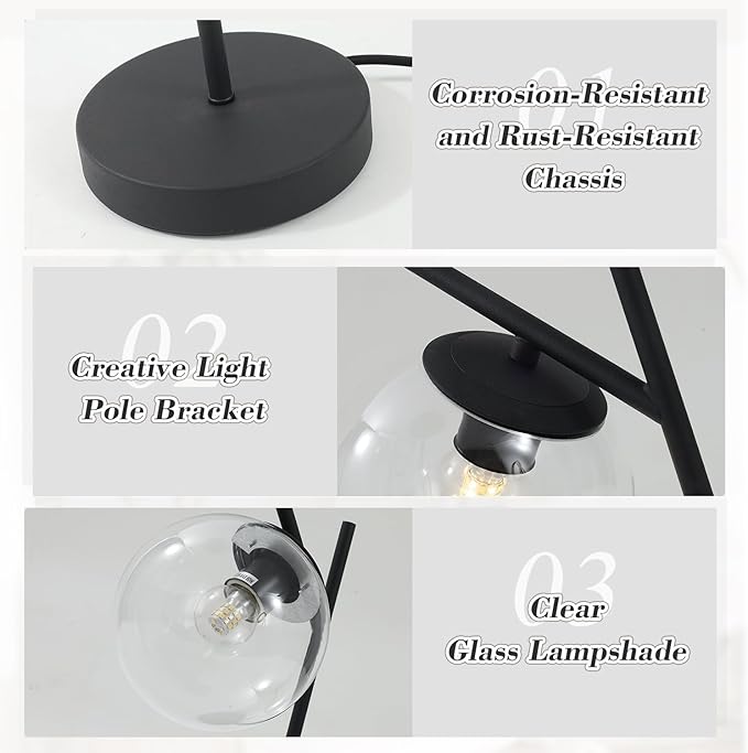 Mid Century Table Lamp Vintage Bedroom Desk Lamp Black Nightstand Lamp - Image 4