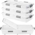 4 PCS*49 Qt Wheeled Latching Under Bed Storage, Double Opening Lids Stackable by Unknown