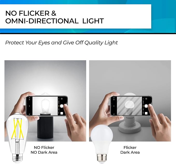 Hizashi Vintage LED Edison Bulb Dimmable, 6W Equivalent 60W, 4000k Neutral White - Image 4