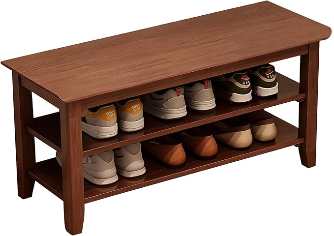 Shoe Rack Bench for Front Door Entrance, Solid Wood Shoe Bench for Closet by SOBIBO