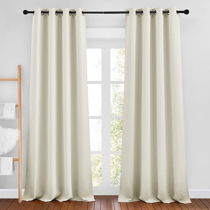 NICETOWN Beige Room Darkening Bedroom Curtains 96 inches Long, Grommet Thermal by NICETOWN