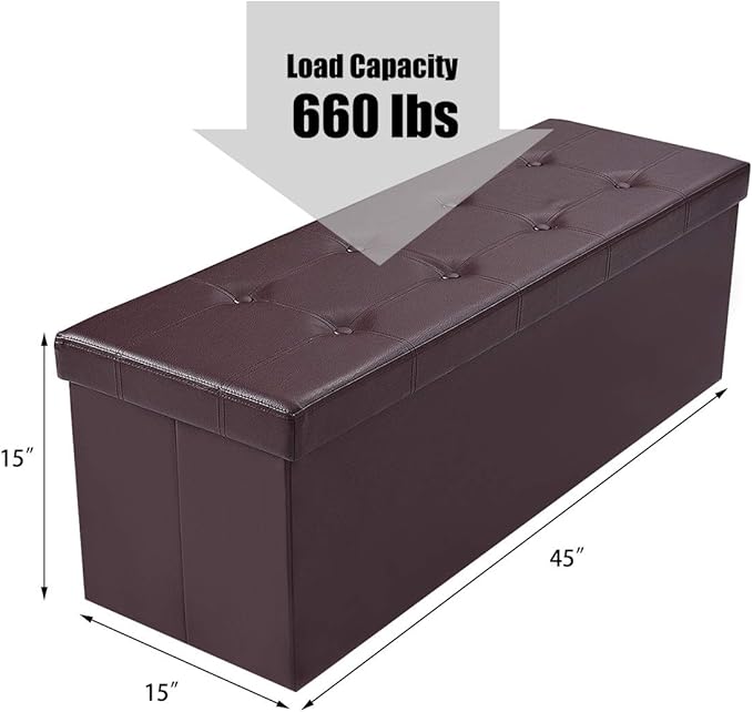 Giantex 45" Folding Storage Ottoman Bench, Storage Chest to Support 660lbs - Image 3