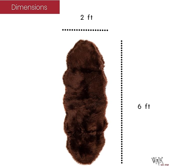 Silky Soft Faux Fur Rug, 2 ft. x 6 ft. Brown Fluffy Rug, Sheepskin Area Rug - Image 2