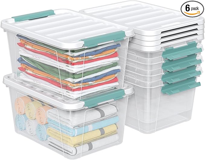 20 Quart Storage Box Bins with Lids, 6 Packs by DynkoNA