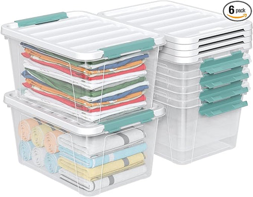 20 Quart Storage Box Bins with Lids, 6 Packs by DynkoNA