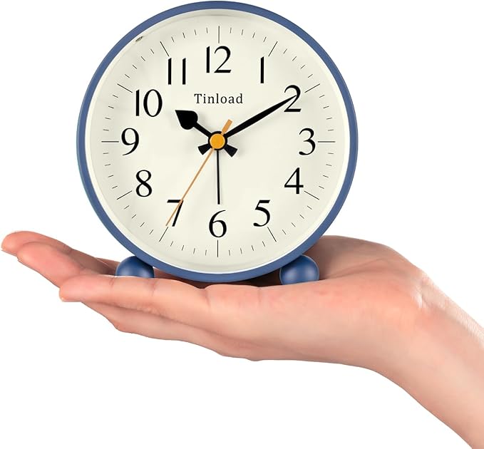 4.5" Vintage Retro Analog Alarm Clock, Super Silent Non Ticking Small Clock - Image 2