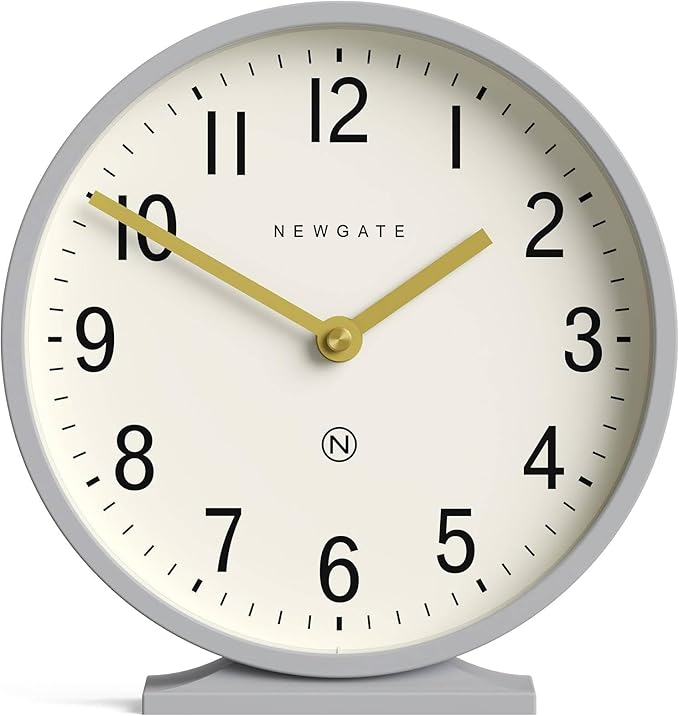 NEWGATE® Q Mantel Clock | Modern Classic Round Mantel Clock | Clockwork Gray | by NEWGATE
