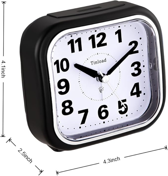 4.5" Compact Analog Alarm Clock, Silent Readable - Image 4