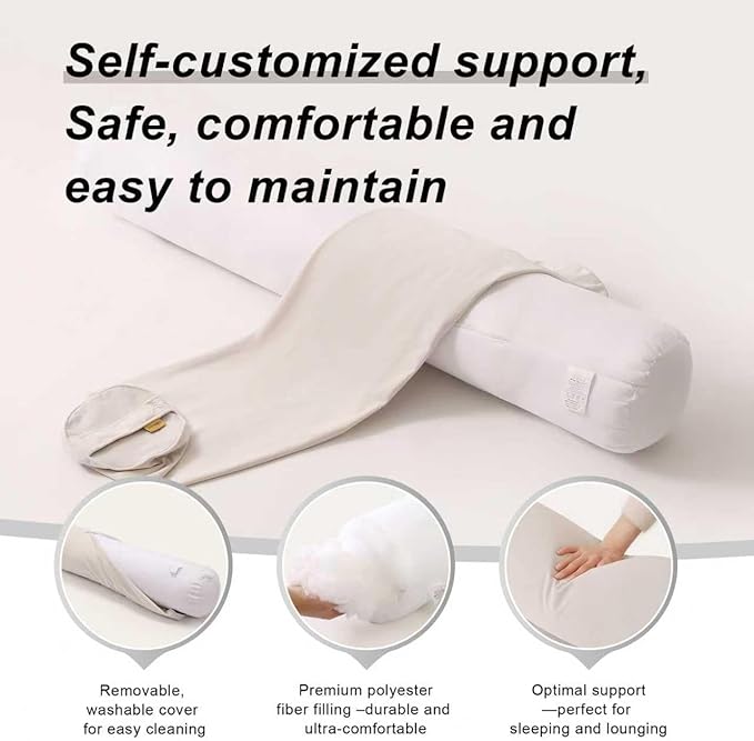 Body Pillow for Adults – Long Bolster Pillow for Bed, Round Cuddle Pillow - Image 4