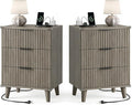Lulive Wood Night Stand Set 2 Fluted Dresser by Lulive
