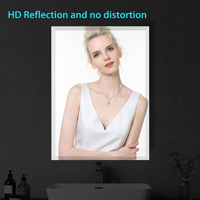 60x36 Inch Bathroom Mirror Frameless Beveled Edge Rectangle Wall Mirror - Image 2