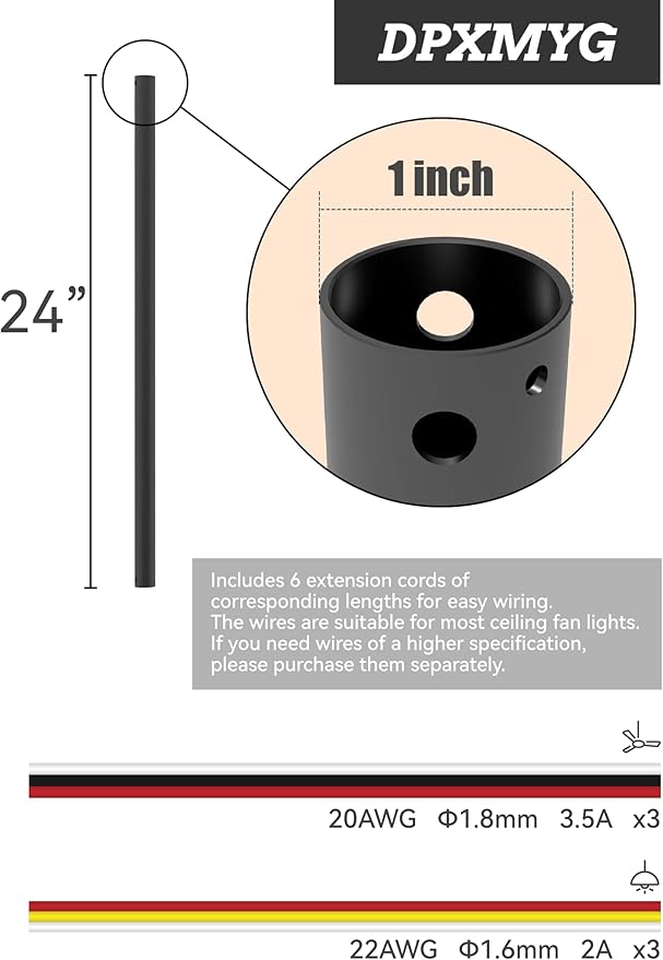DPXMYG 24 inch Ceiling Fan Downrod - Image 3