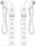 2 Pack Power Strip Surge Protector Flat Plug by AUOPLUSOFFICIAL